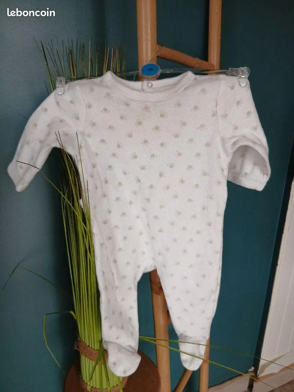 Pijama blanco de Kimbaloo con motivos, talla 3 meses – photo 3